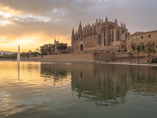 cathedral at golden hour in palma mallorca