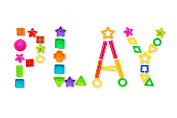 Kid's toys forming word 