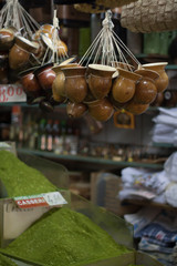 Shop with products exposed to mate. Gourds and bulk herbs.