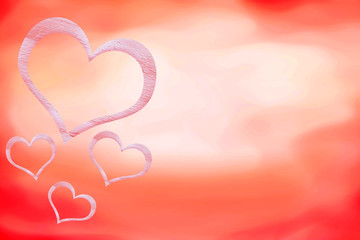 romantic background with hearts on the left