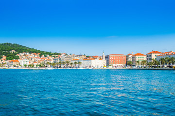Obraz premium Waterfront city skyline of Split, Croatia, Adriatic coast, seascape