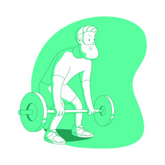 Healthy life illustration man doing weight lifting in gym silhouette.  