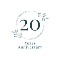 20 Years Anniversary with floral frame template design