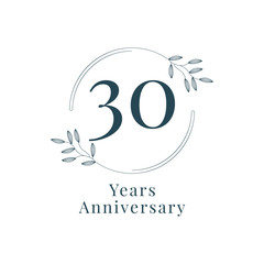 30 Years Anniversary with floral frame template design
