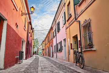 Cesenatico, Emilia-Romagna, Italy: picturesque street in the old town with colorful houses