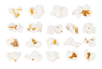 set or collection popcorn isolated on white background