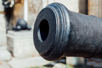 old ship cannon with weapons x c