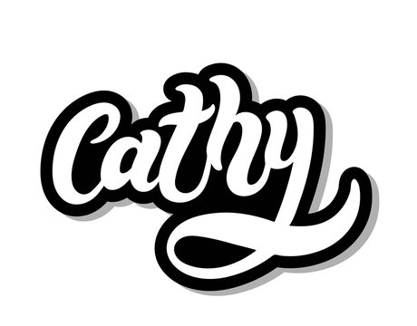 Cathy. Woman's name. Hand drawn lettering. Vector illustration. Best for Birthday banner