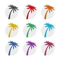 Fototapeta na wymiar Palm tree color icon set isolated on white background