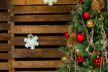 Fototapeta na wymiar Christmas Pine Cones on Christmas tree