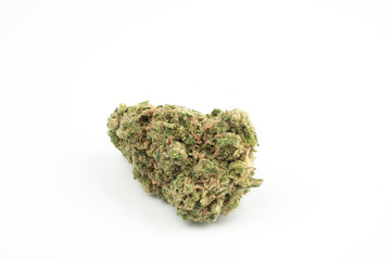 Close up marijuana bud isolated on white background