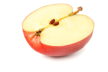 sliced red apple isolated on white background