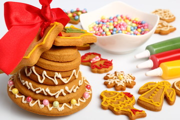 Christmas gingerbread bell and cookies