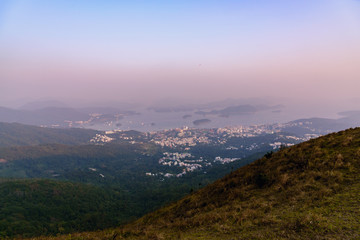 a mountain-top view of sai kung peninsula landscape of hong kong china