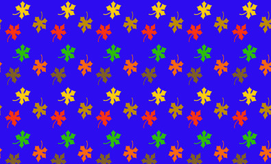 Background pattern of maple leaves in various colors.