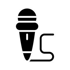 Icon microphone in glyph style. vector illustration and editable stroke. Isolated on white background.