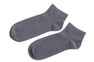 Grey short socks isolated on white background