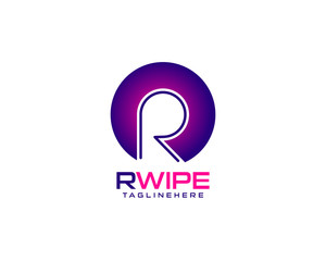 RWIPE Initial Letter R Wipe logo design template full Vector