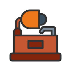 Icon gramophone in lineal color style. vector illustration and editable stroke. Isolated on white background.