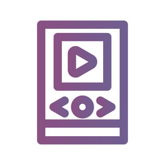 Icon music player in lineal gradient style. vector illustration and editable stroke. Isolated on white background.