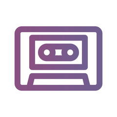Obraz premium Icon audio cassette in lineal gradient style. vector illustration and editable stroke. Isolated on white background.