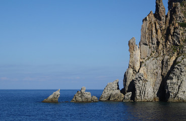 Fototapeta na wymiar Rocks in the Sea near the Aeolian Islands