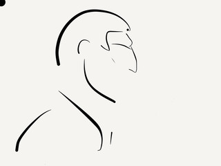 man face head art-line line silhouette black