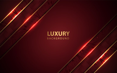 Luxury red paper shapes background a combination with gold light and line decoration. Elegant concept vector design template for use wallpaper, cover, banner, card, advertising