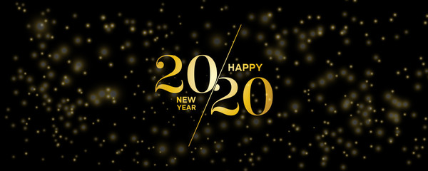 2020 Logo Happy New Year Background with Shining Lights. Brochure Design Template, Poster, Card, Banner. Vector Illustration.	