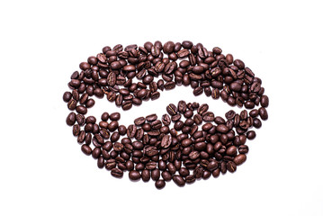 Coffee bean shape created with coffee beans