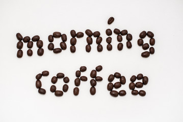 Words morning coffee created with coffee beans