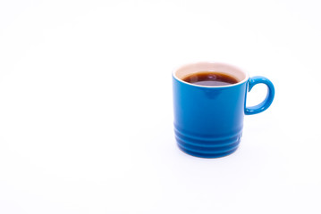 Blue cup of coffee