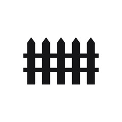 Vector flat black fence silhouette icon isolated on white background 