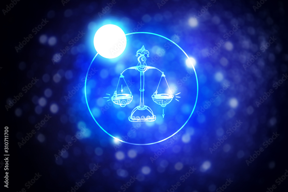 Wall mural Astrology sign Libra against starry sky