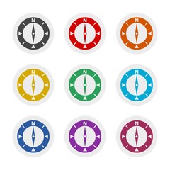 Compass color icon set isolated on white background