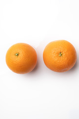 Oranges, citrus fruits isolated on a white background.