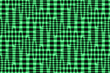 Full Seamless Abstract Pattern. Monochrome Vector. Black and Turquoise Check Dress Fabric Print. Design for Textile and Home Decoration. 