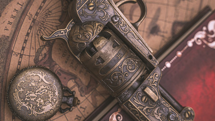 Pistol Gun On World Map