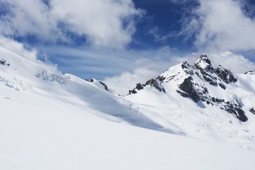 Mountain peaks beneath snow