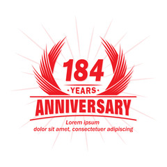 184 years logo design template. 184th anniversary vector and illustration.