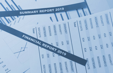 Financial concept. summary report and financial report