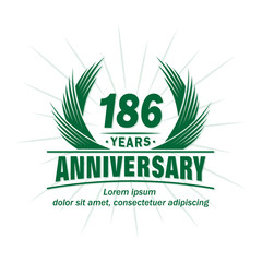 186 years logo design template. 186th anniversary vector and illustration.