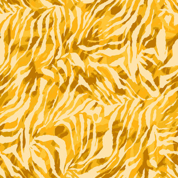 Full seamless wallpaper for zebra and tiger stripes animal skin pattern. White and gold design for textile fabric printing. Fashionable and home design fit.