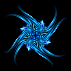 Abstract Image of Blazing Hot Blue Fire Swirl and Plasma Effects. Movement Soft Fire Flame. Beauty Texture of Amazing Magic Fire Light Effect on Black Background