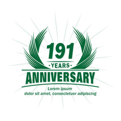 191 years logo design template. 191st anniversary vector and illustration.
