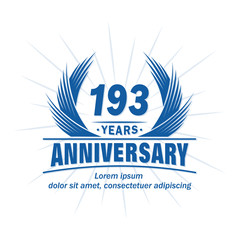 193 years logo design template. 193rd anniversary vector and illustration.