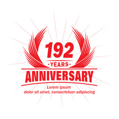192 years logo design template. 192nd anniversary vector and illustration.