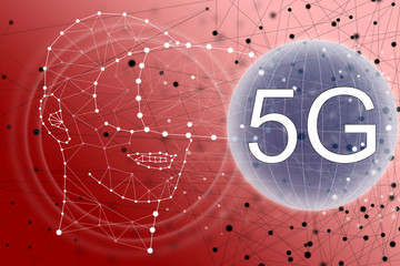 Abstract image of a virtual reality in the form of a starry space, consisting of points, lines, and shapes in the form of planets, stars and the universe