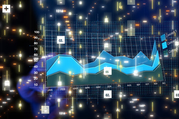 Economic graph with diagrams on the stock market, for business and financial concept