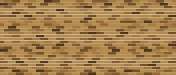 Brown brick wall. Horizontal panoramic view